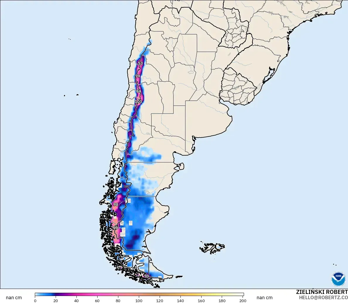 GFS modelo - Argentina, Profundidade da neve