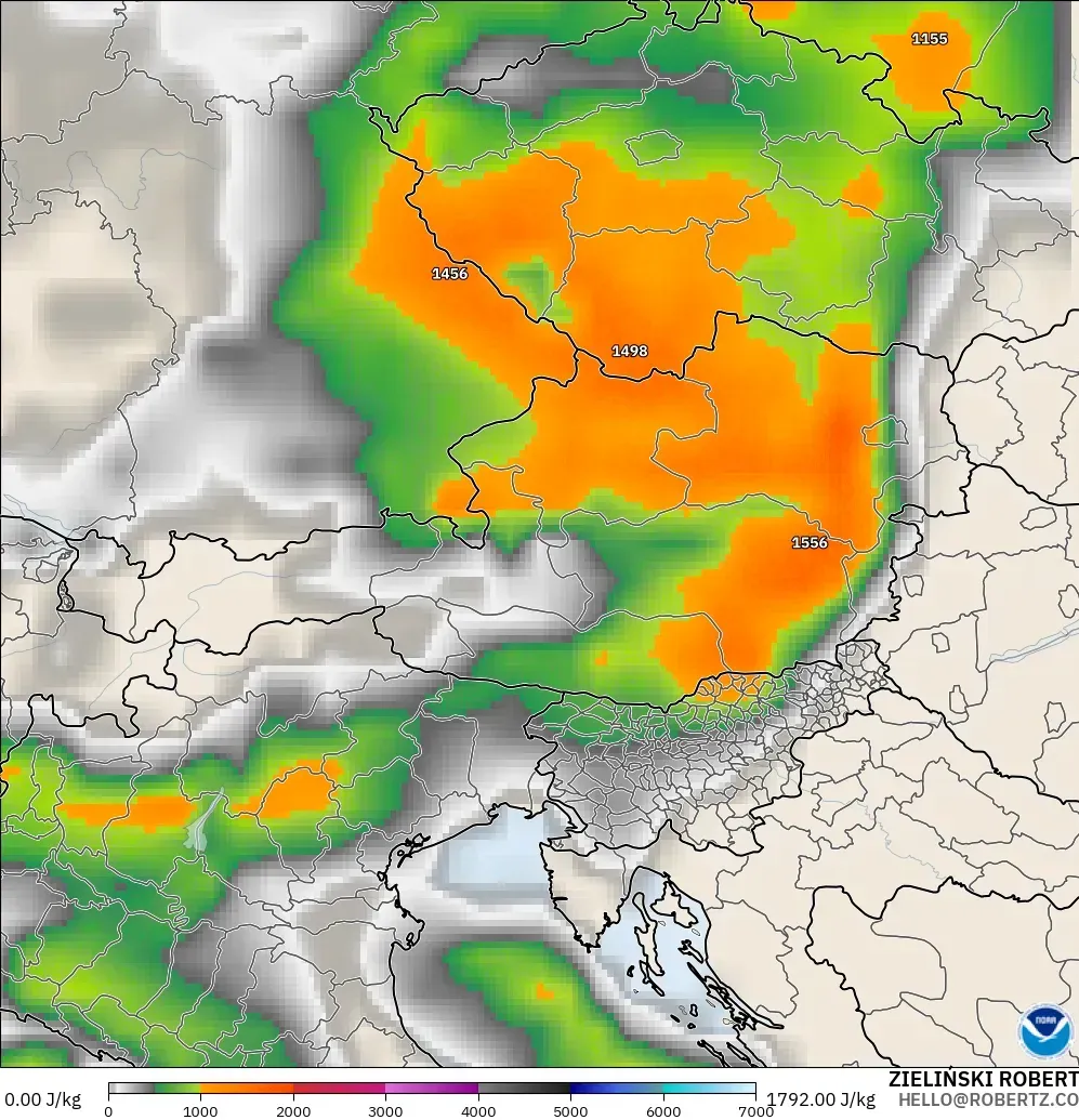 GFS modelo - Áustria, CAPE