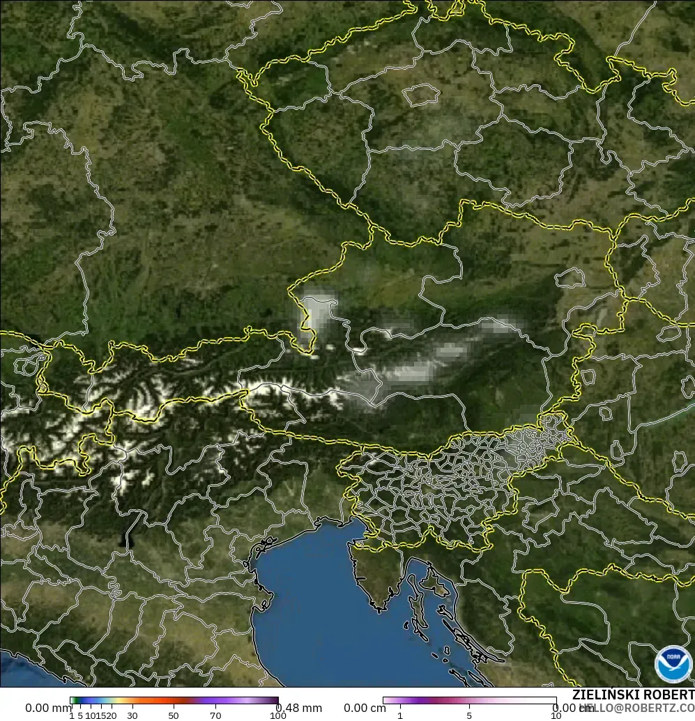 GFS modelo - Áustria, Precipitação, nuvens e pressão