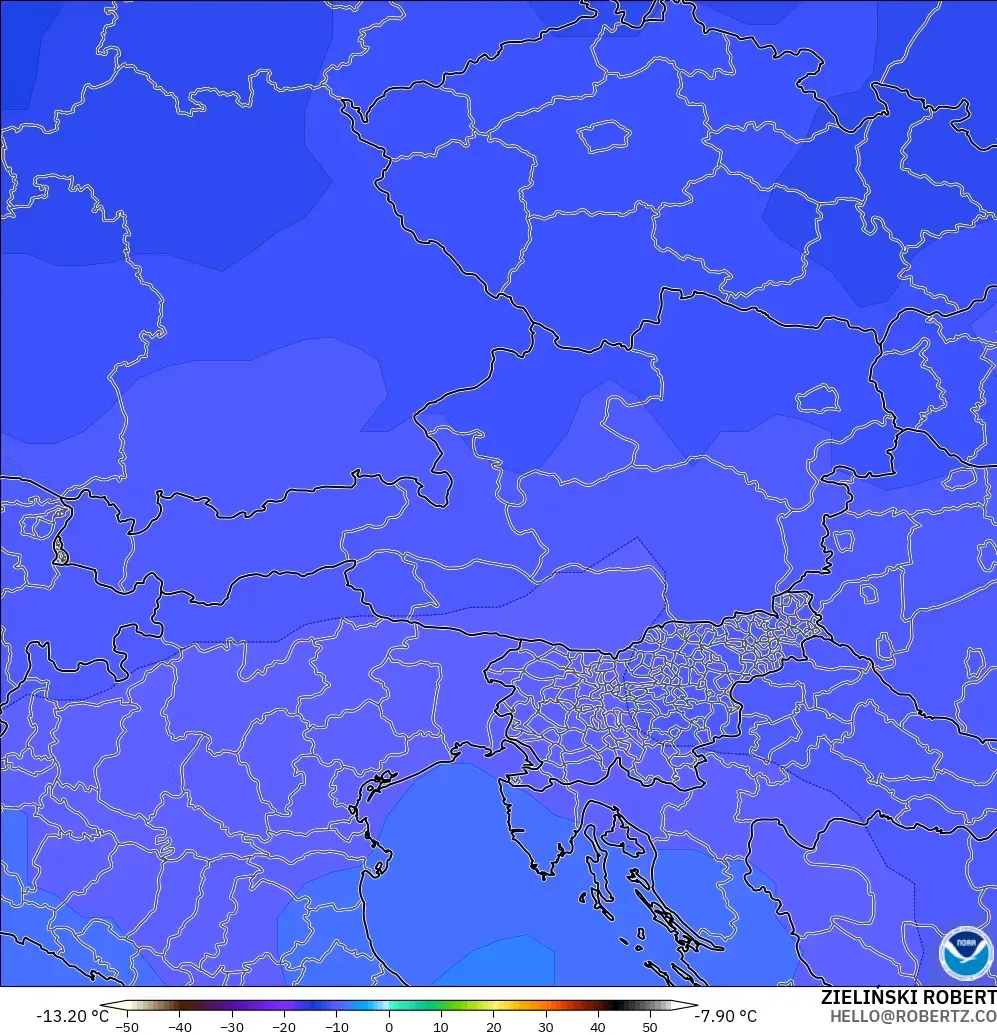 GFS modelo - Áustria, Temperatura a 500 hPa