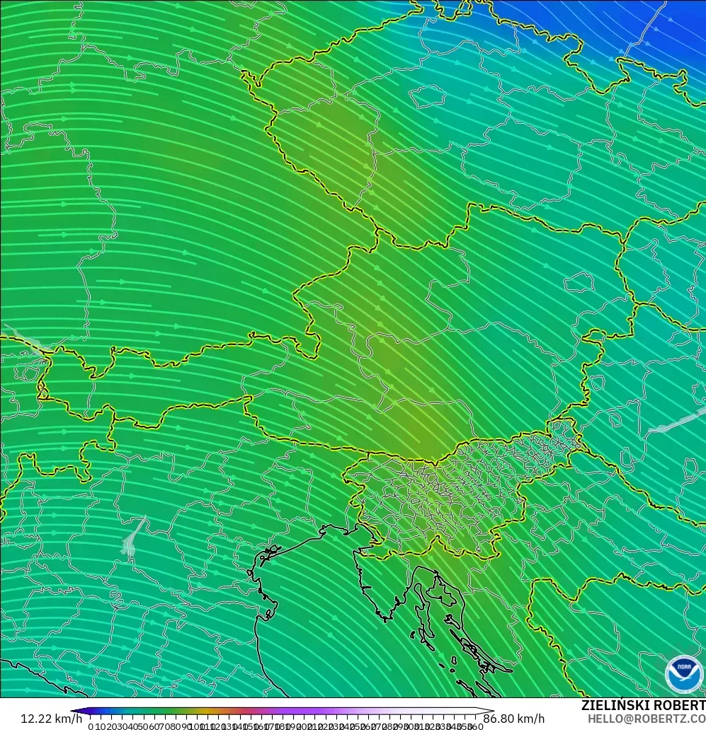 GFS modelo - Áustria, Vento a 300 hPa (corrente em jato)