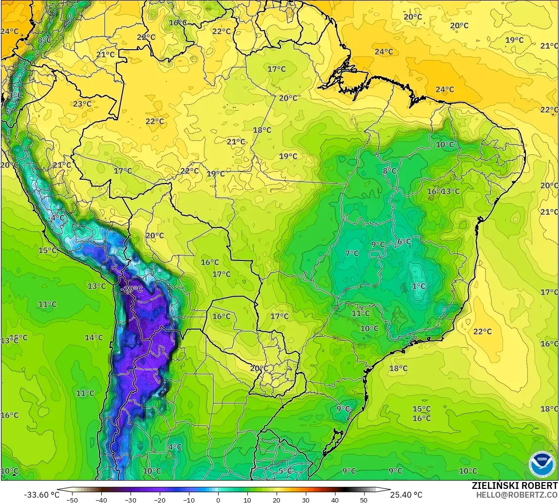 GFS modelo - Brasil, Ponto de orvalho a 2 m