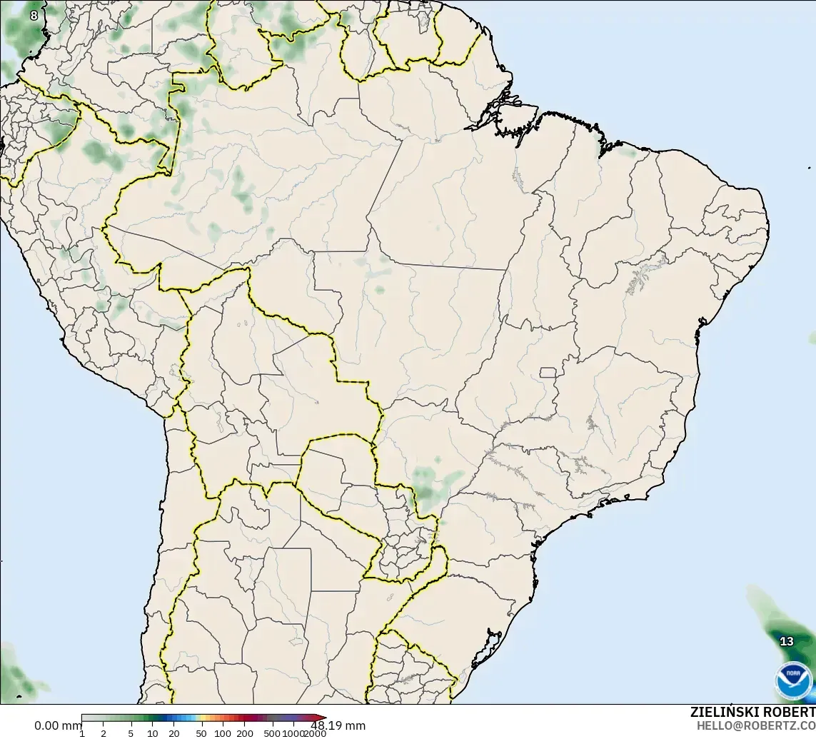 GFS modelo - Brasil, Acúmulo de precipitação