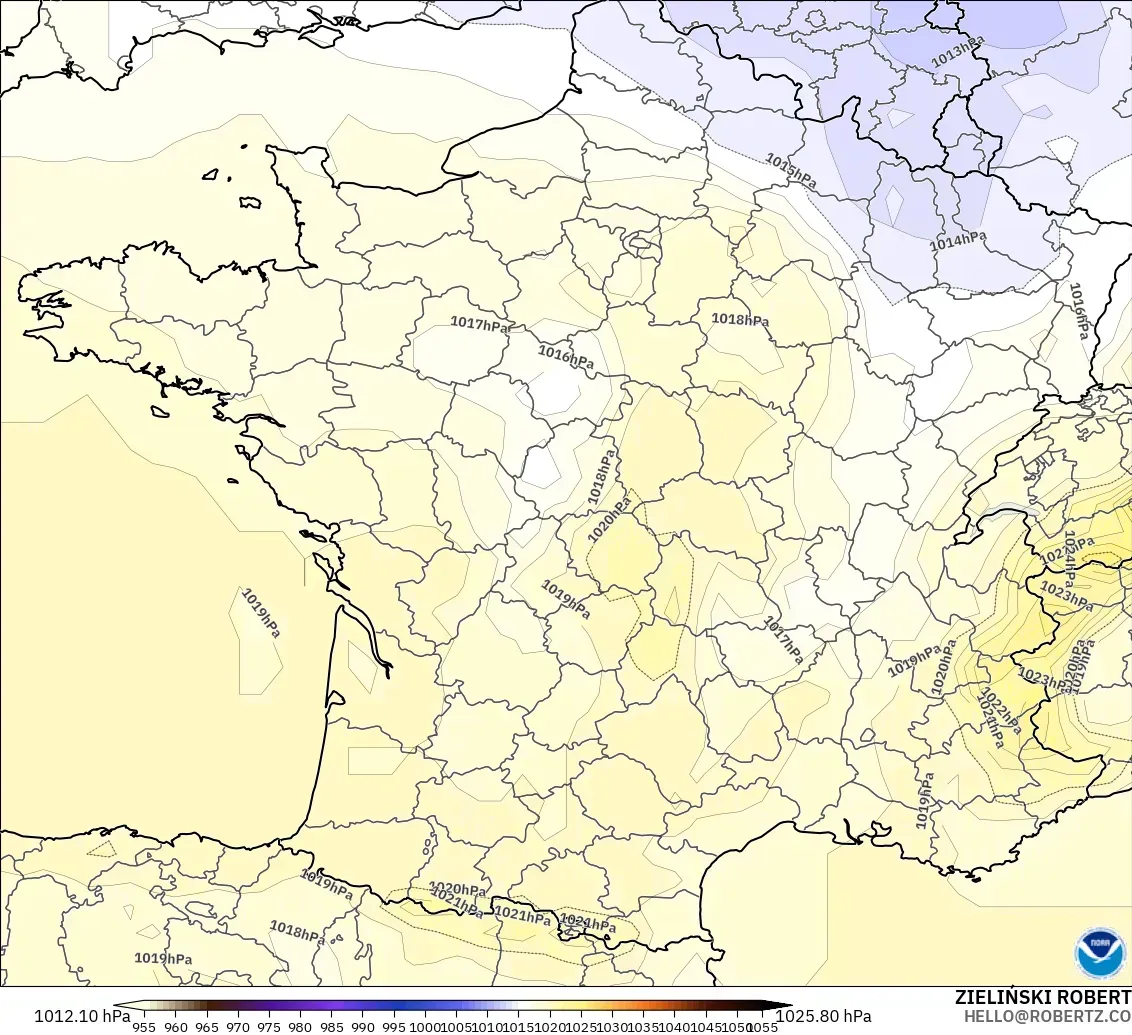 GFS modelo - França, Pressão