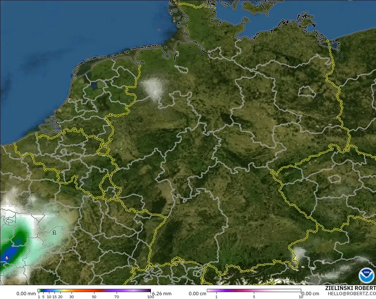 GFS modelo - Alemanha, Precipitação, nuvens e pressão