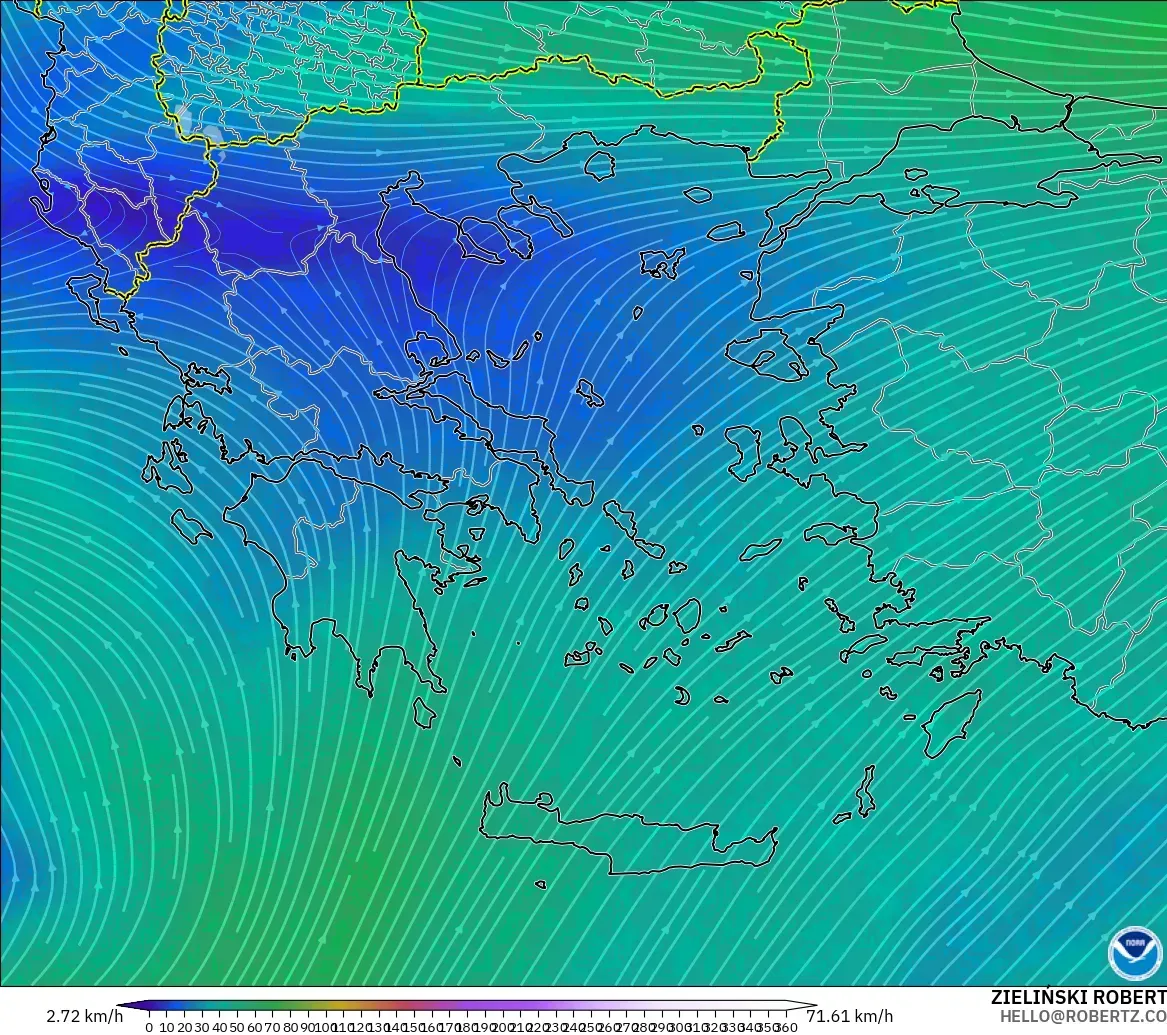 GFS modelo - Grécia, Vento a 300 hPa (corrente em jato)