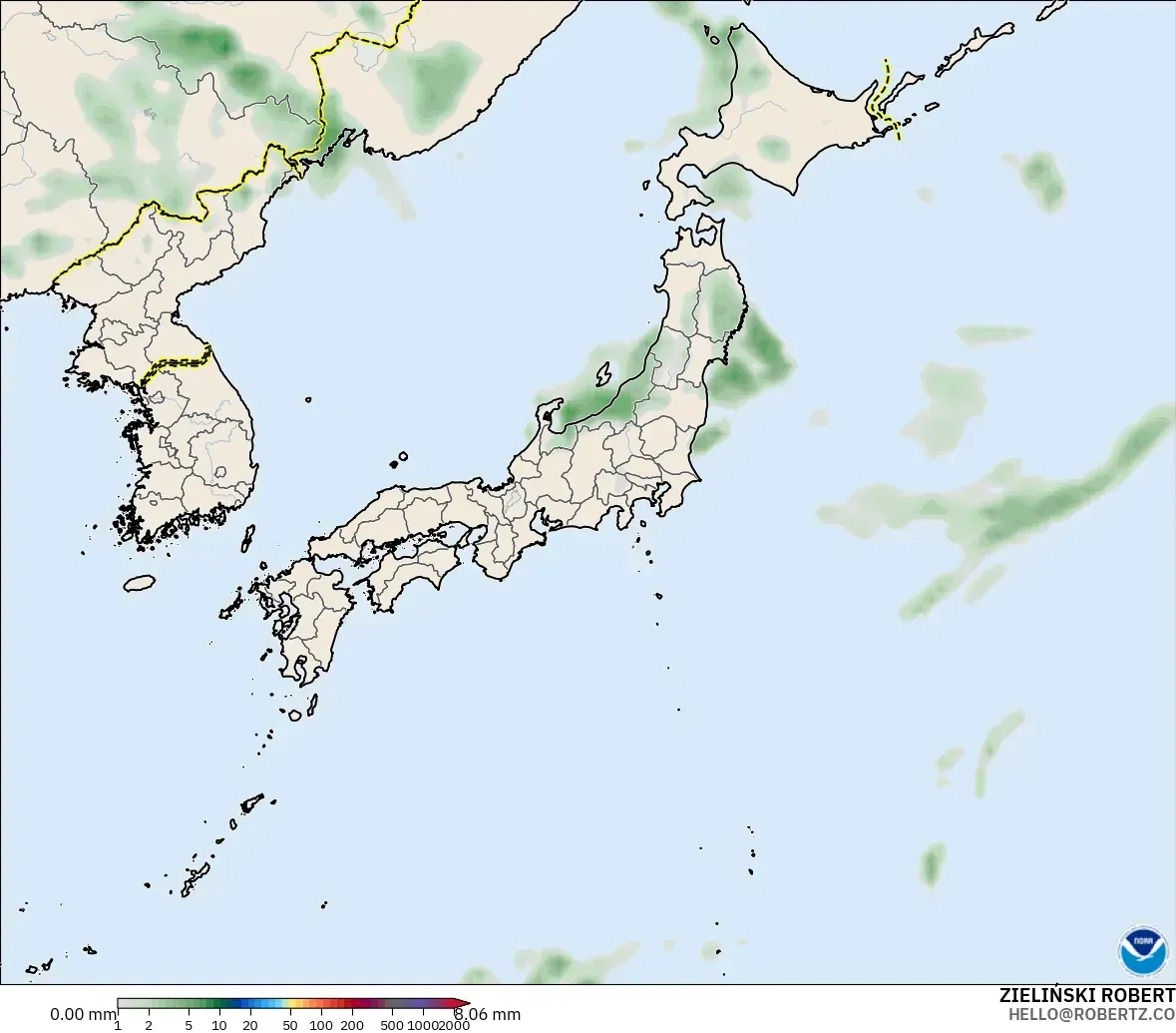 GFS modelo - Japão, Acúmulo de precipitação