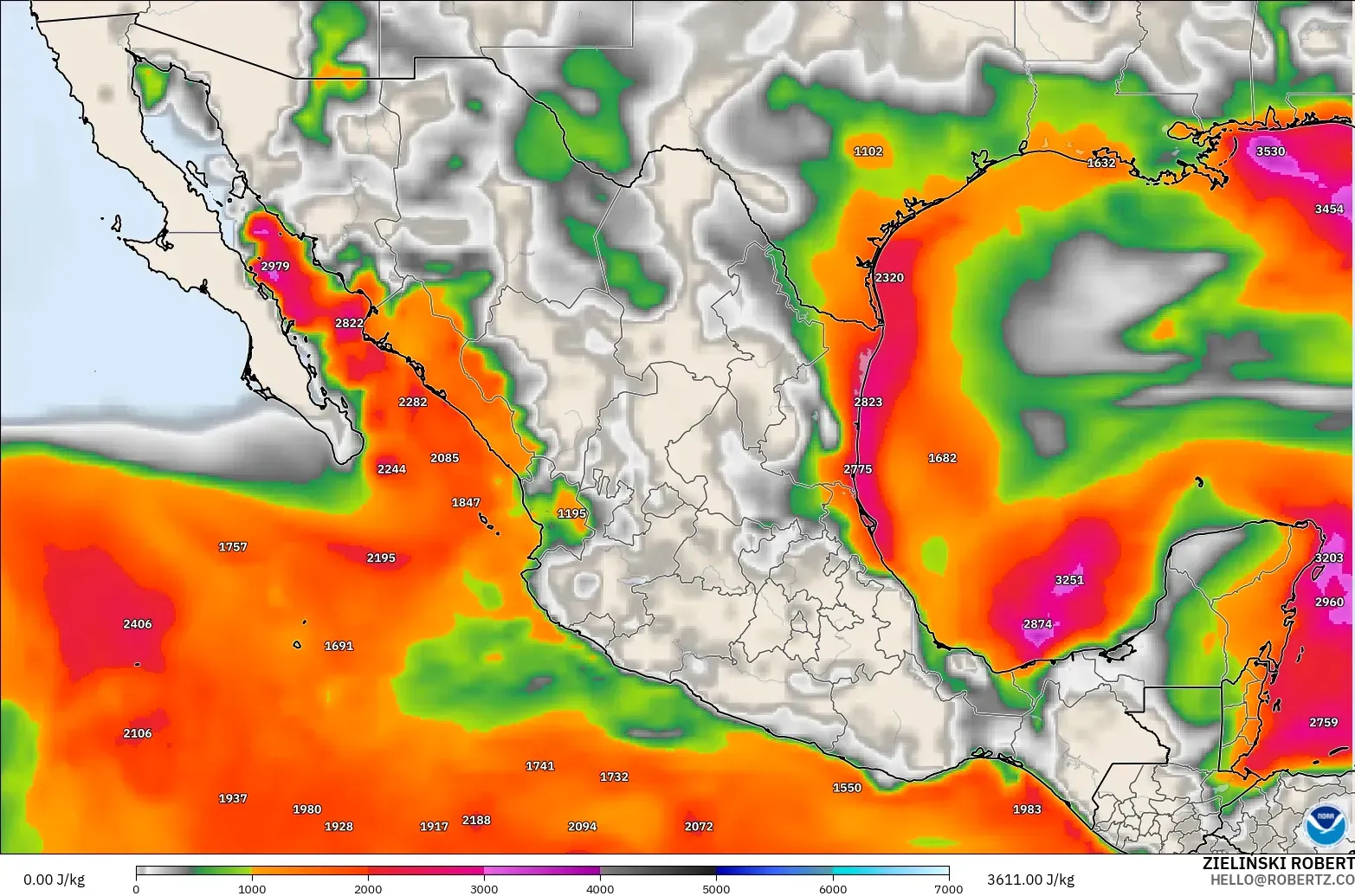 GFS modelo - México, CAPE
