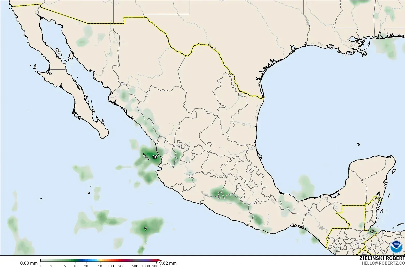 GFS modelo - México, Acúmulo de precipitação