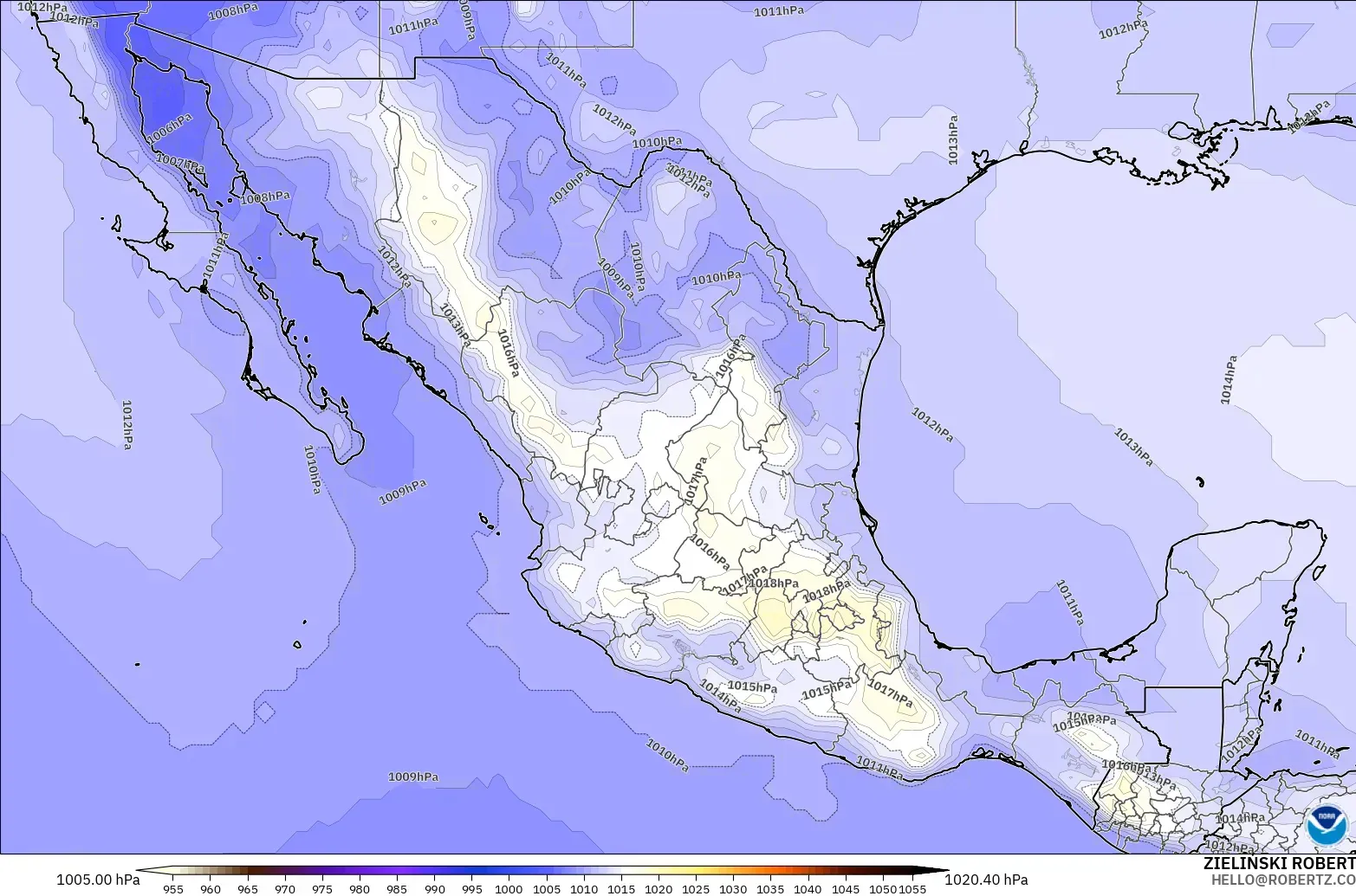 GFS modelo - México, Pressão