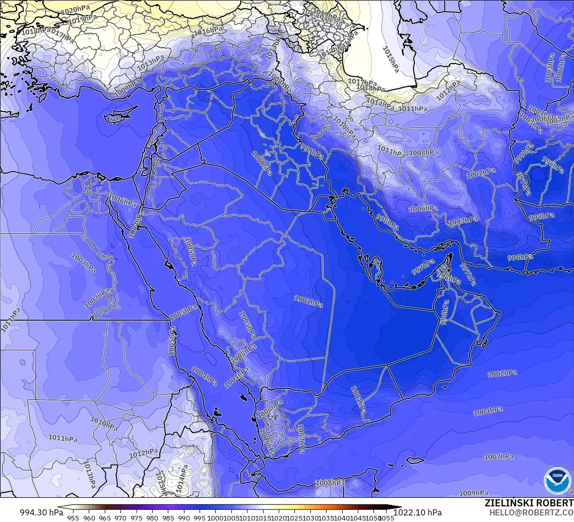 GFS modelo - Oriente Médio, Pressão