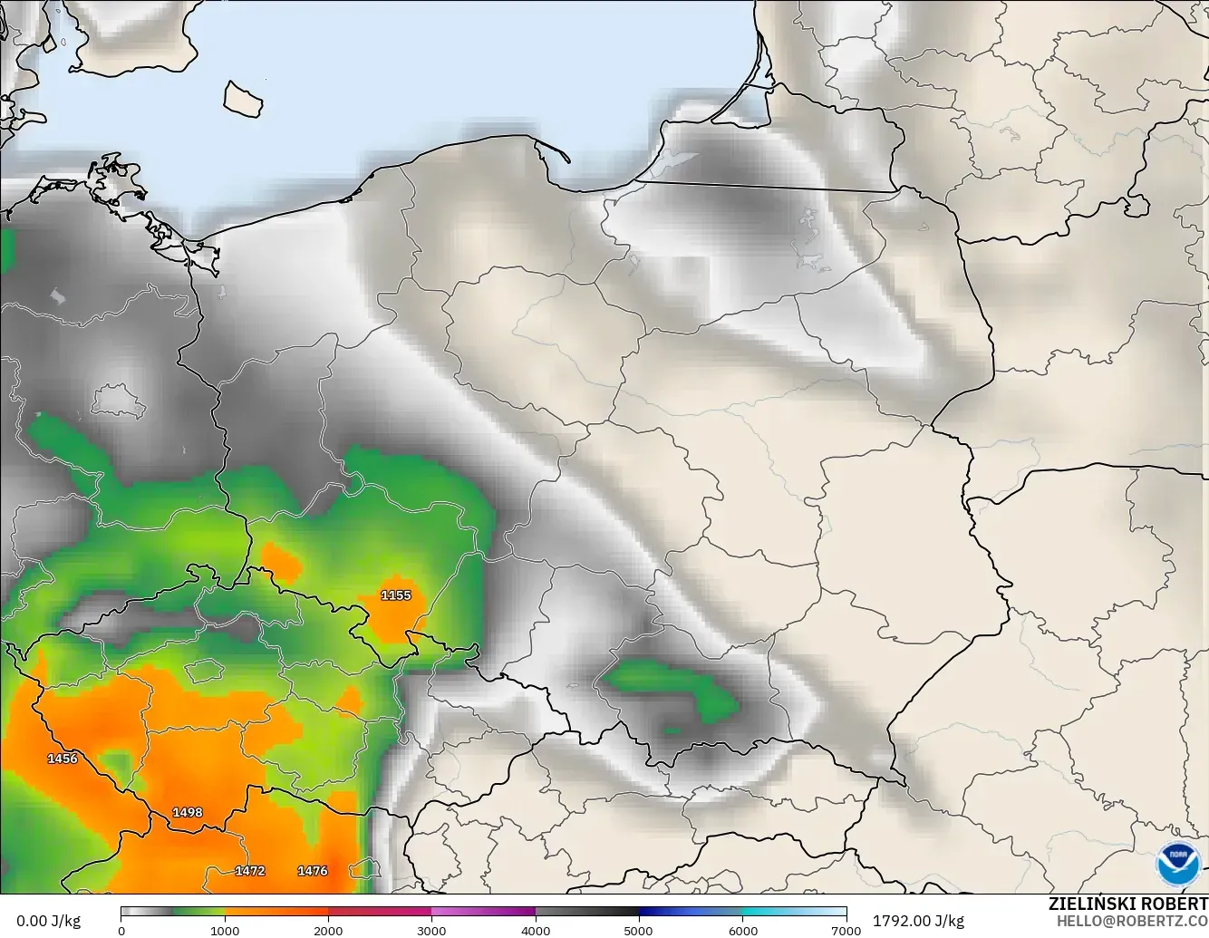 GFS modelo - Polônia, CAPE