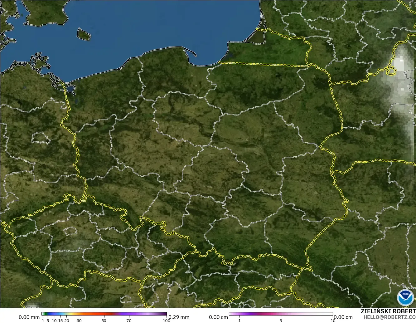 GFS modelo - Polônia, Precipitação, nuvens e pressão
