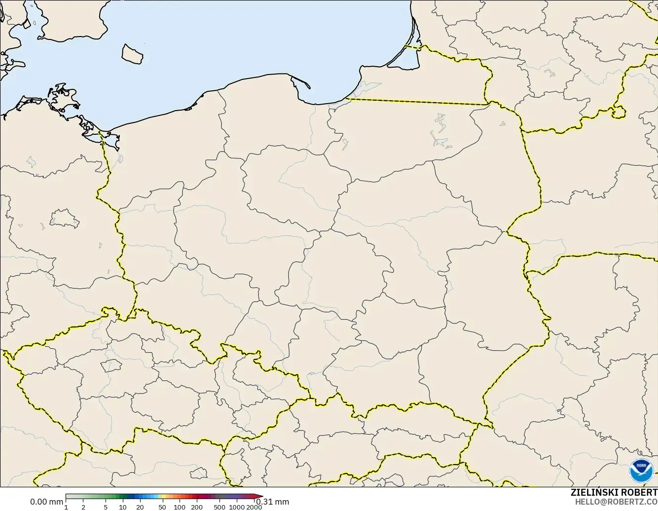 GFS modelo - Polônia, Acúmulo de precipitação