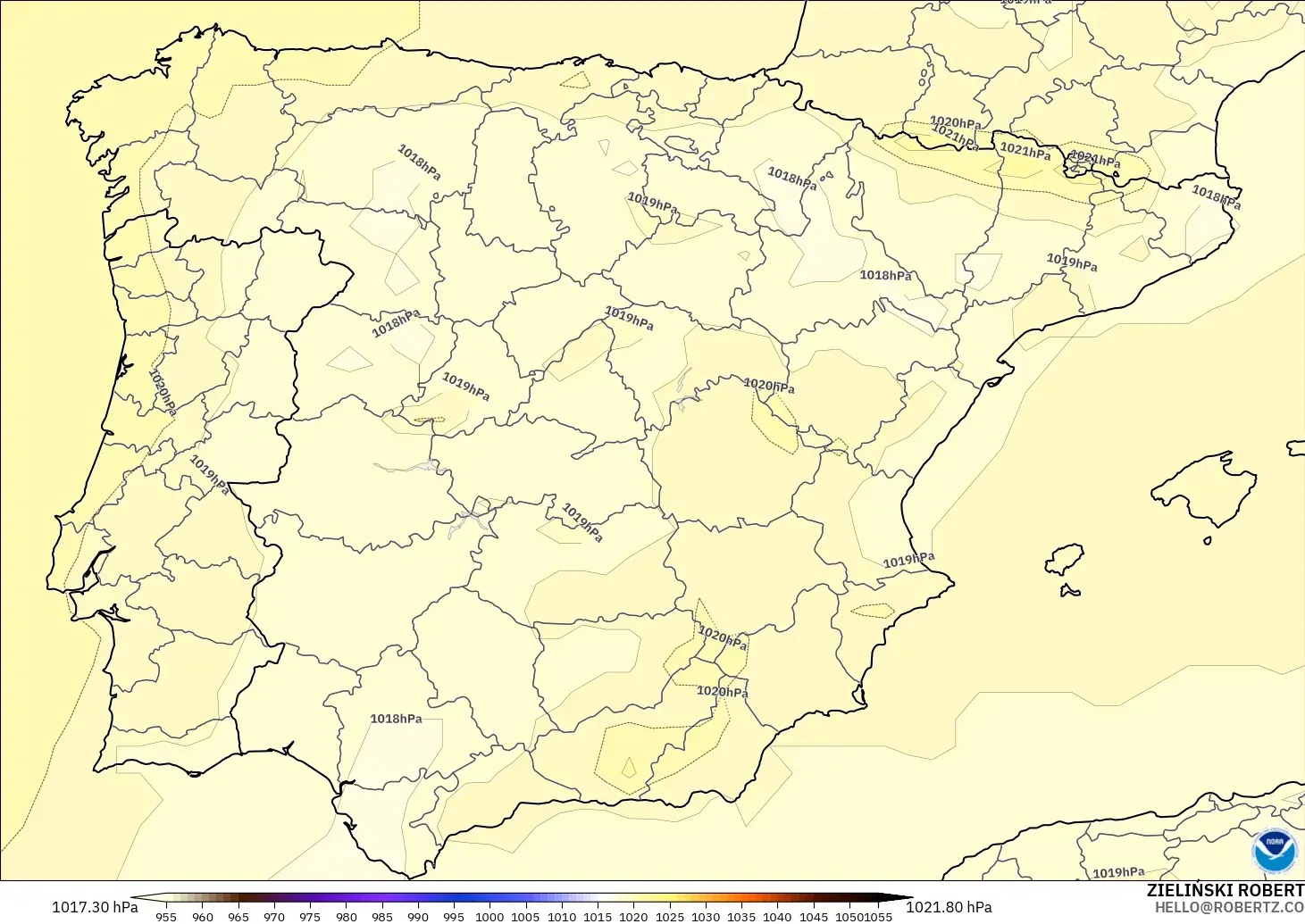 GFS modelo - Espanha, Pressão
