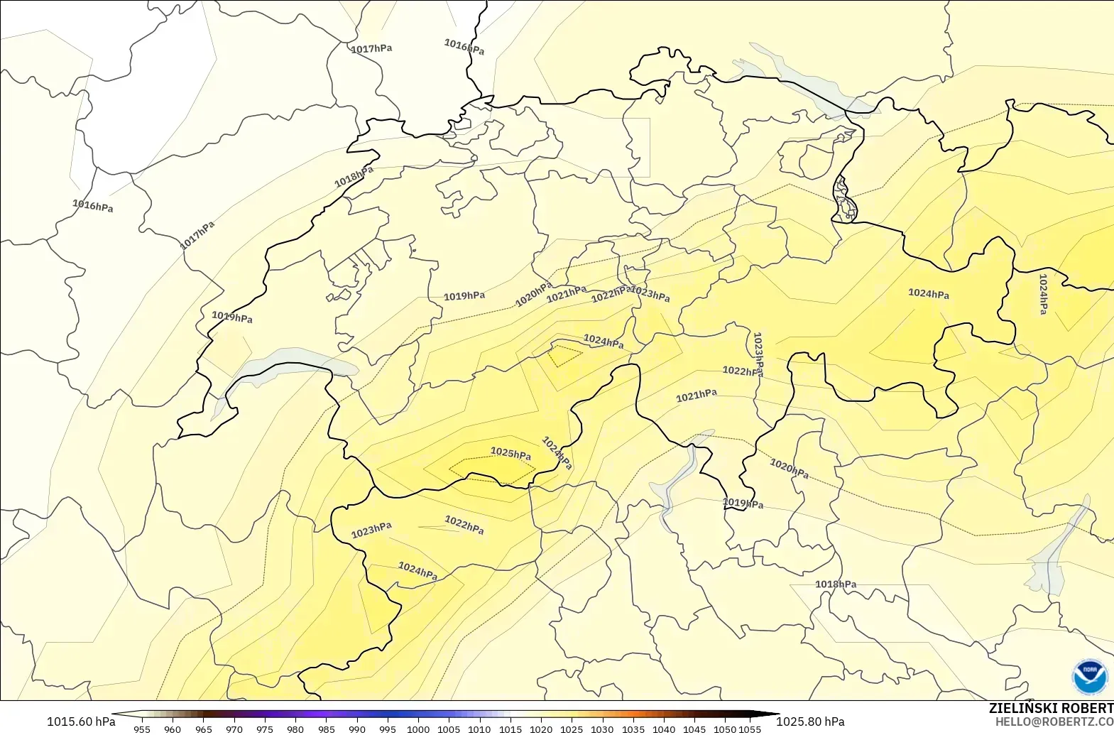 GFS modelo - Suíça, Pressão