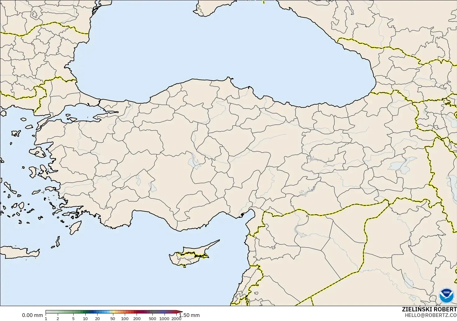 GFS modelo - Turquia, Acúmulo de precipitação