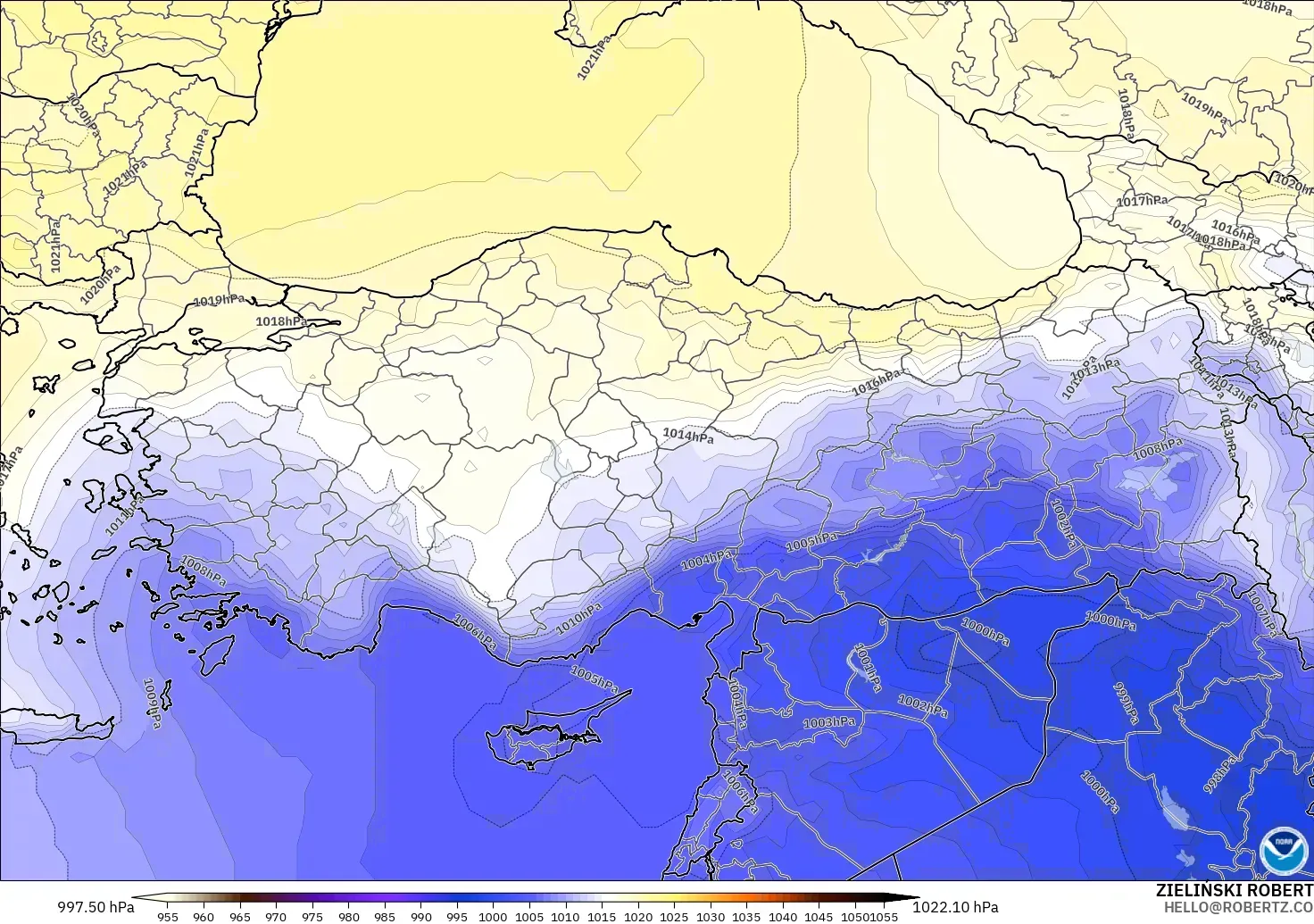 GFS modelo - Turquia, Pressão