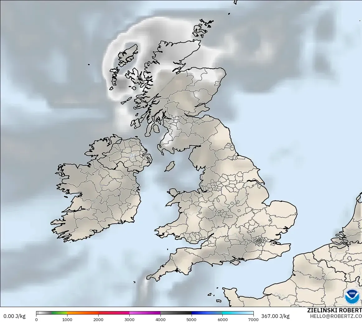 GFS modelo - Reino Unido, CAPE