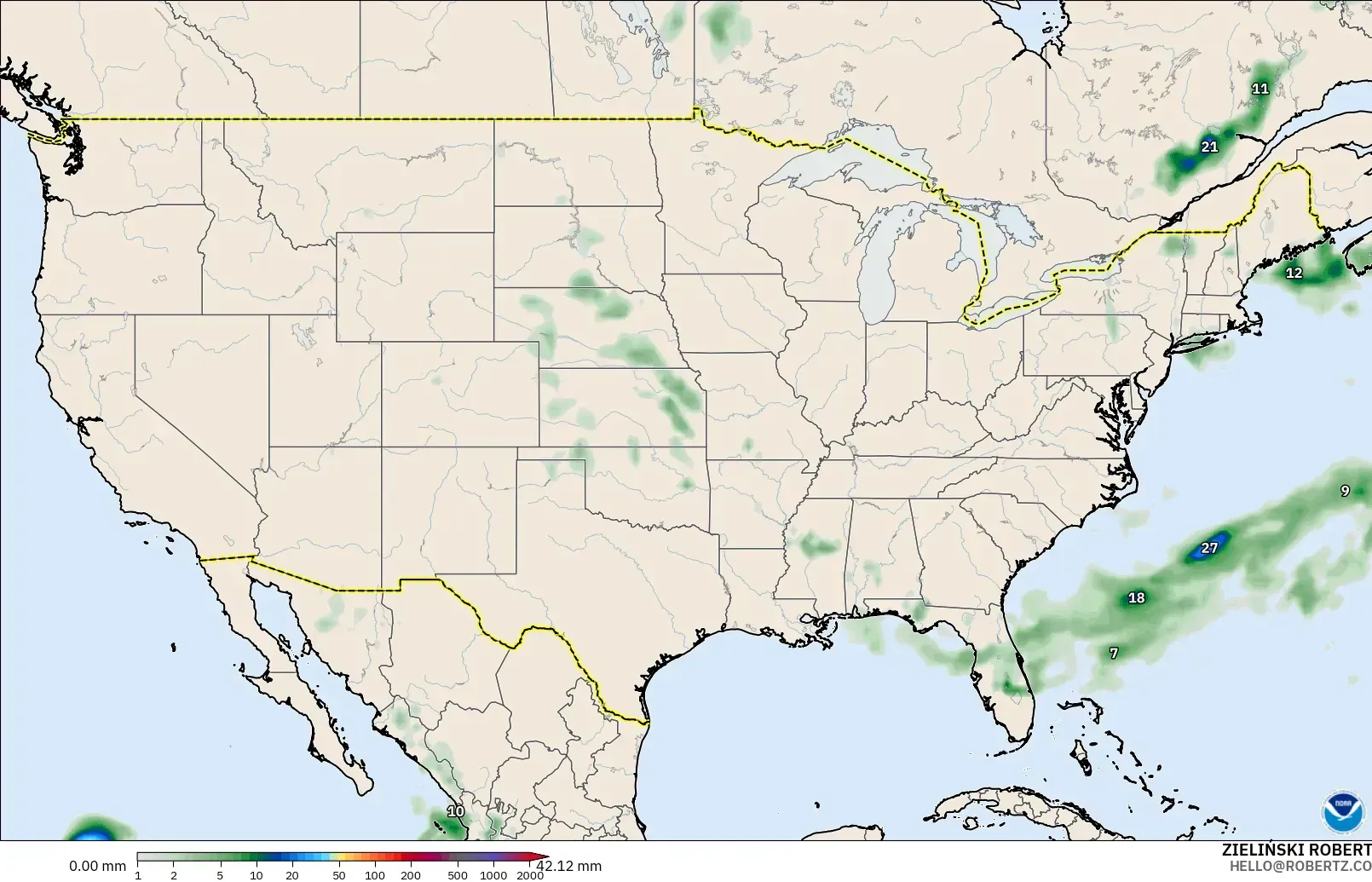 GFS modelo - Estados Unidos, Acúmulo de precipitação