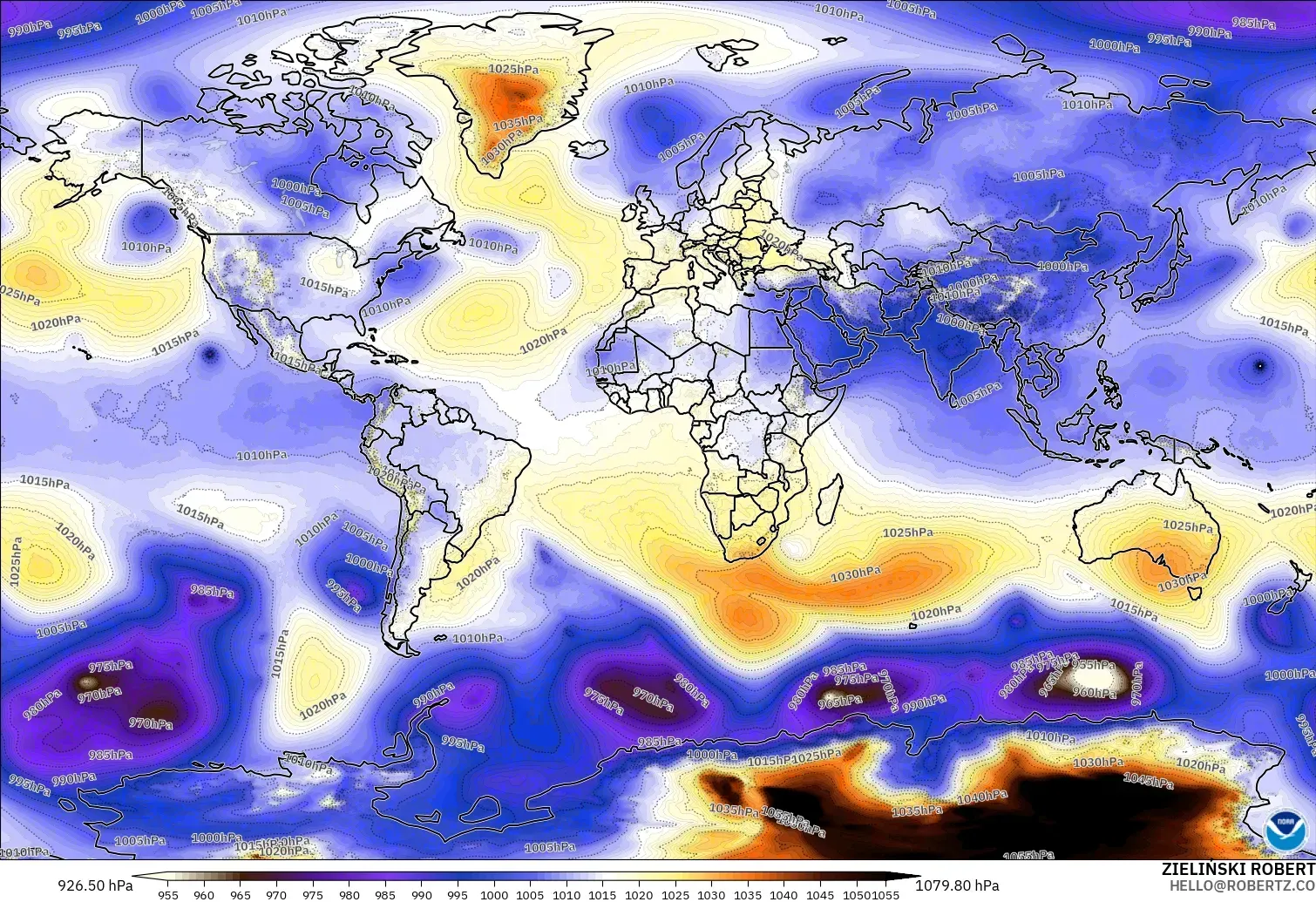 GFS modelo - Mundo, Pressão