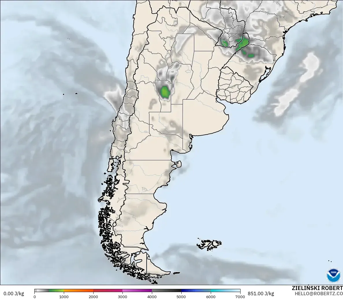 GFS modelo - Argentina, CAPE