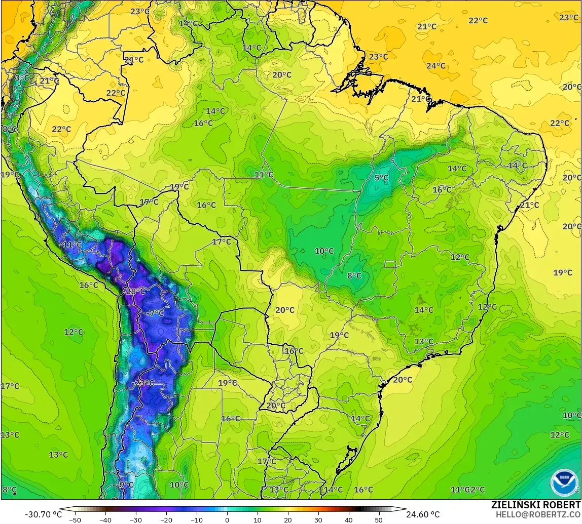GFS modelo - Brasil, Ponto de orvalho a 2 m