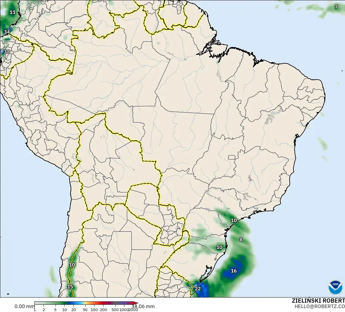 GFS modelo - Brasil, Acúmulo de precipitação