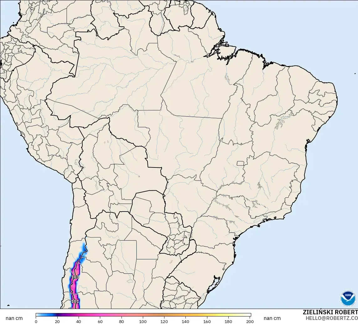 GFS modelo - Brasil, Profundidade da neve