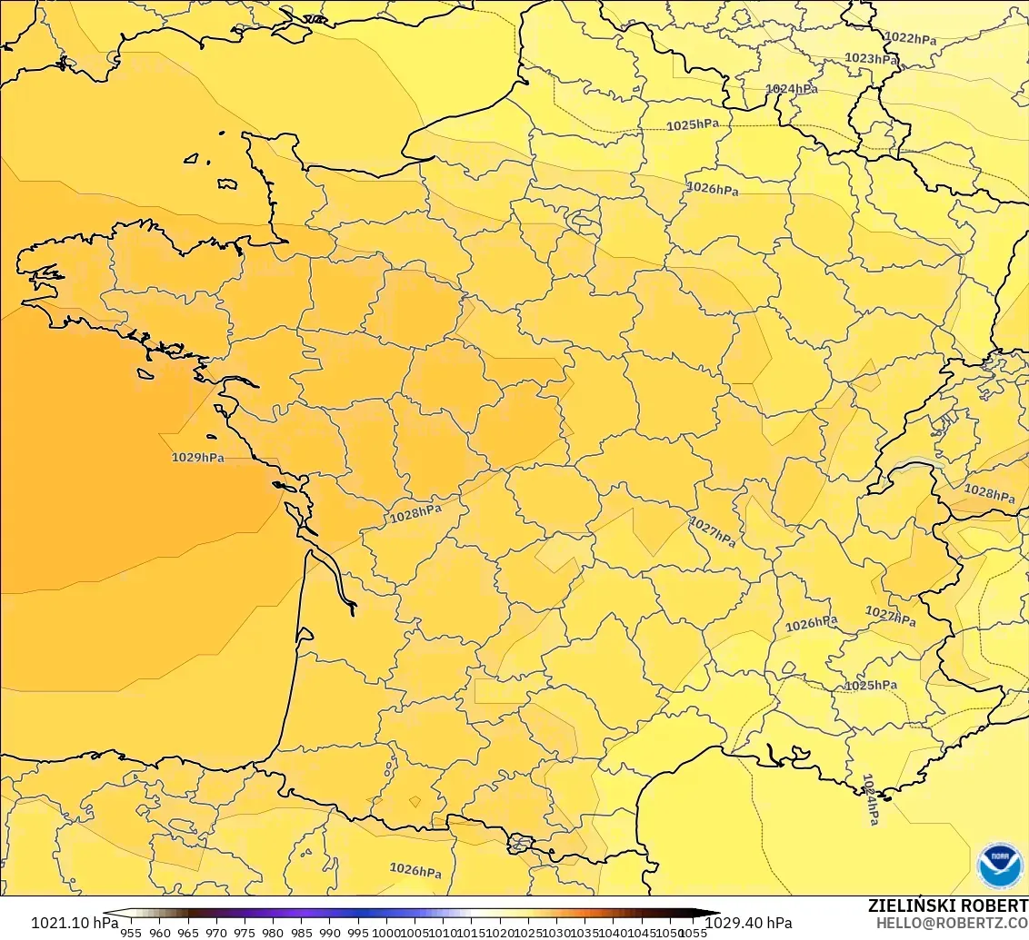 GFS modelo - França, Pressão