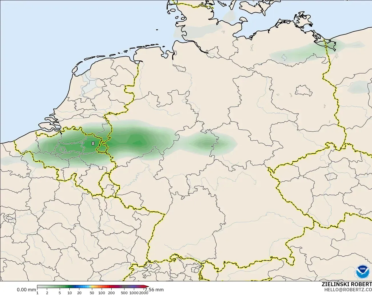 GFS modelo - Alemanha, Acúmulo de precipitação