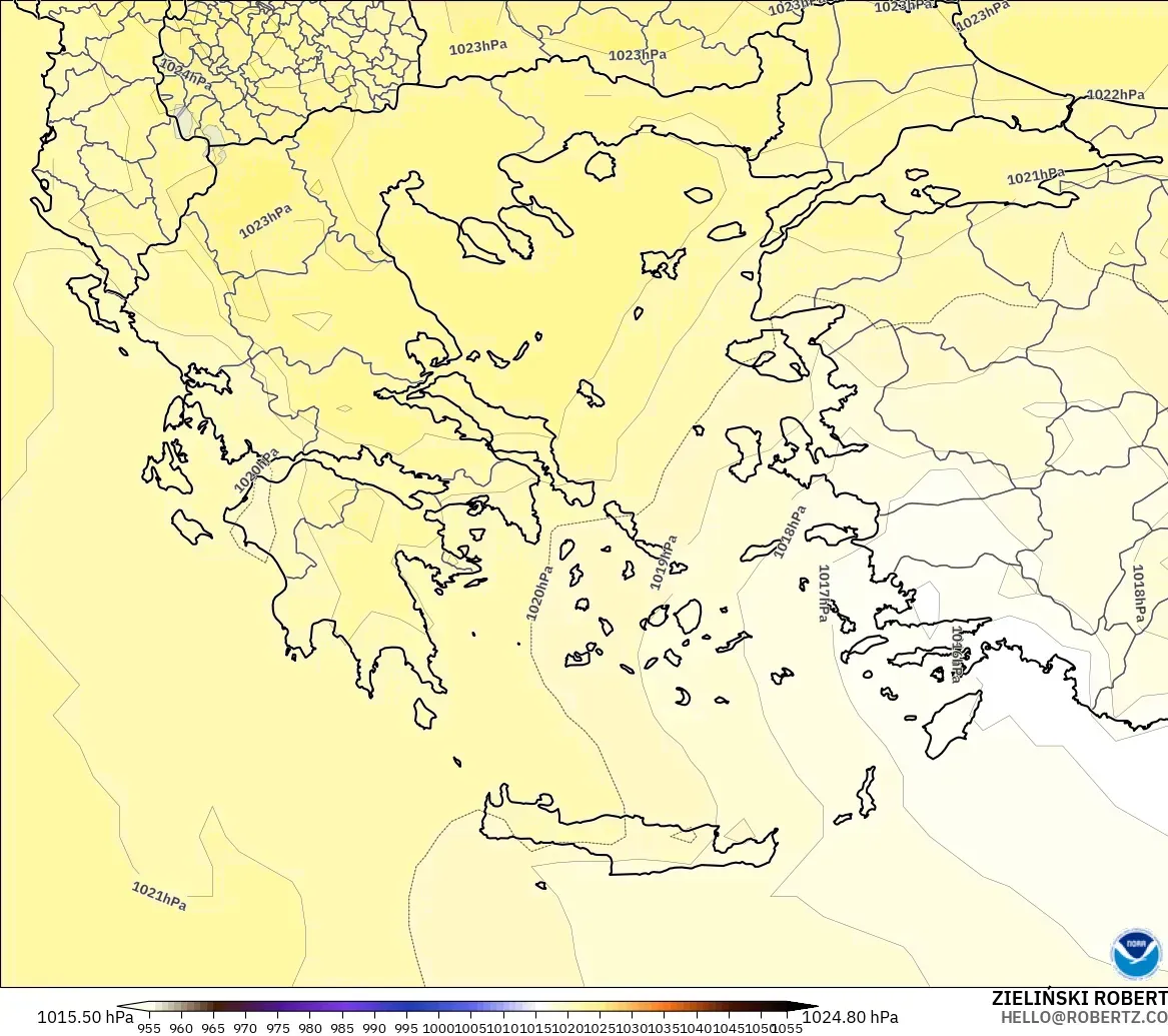 GFS modelo - Grécia, Pressão