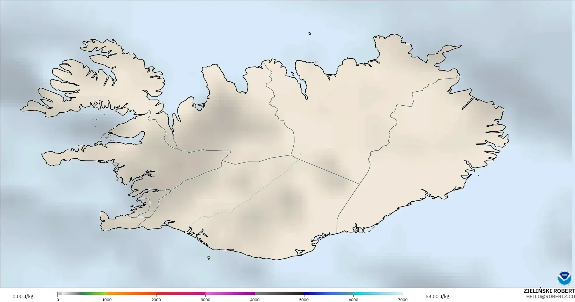 GFS modelo - Islândia, CAPE