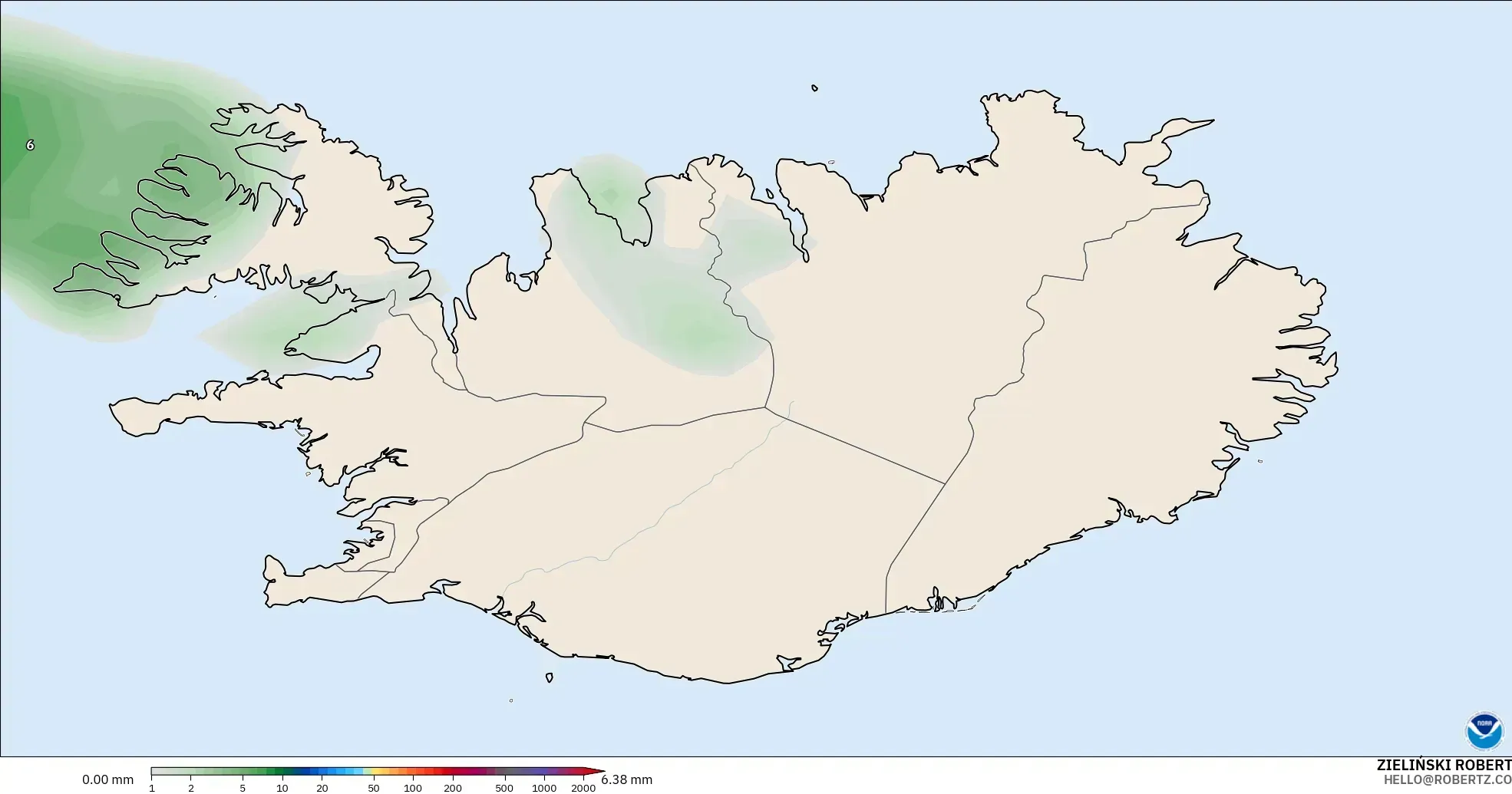 GFS modelo - Islândia, Acúmulo de precipitação