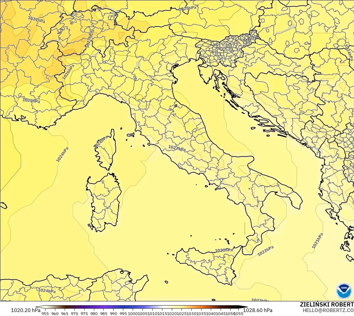 GFS modelo - Itália, Pressão