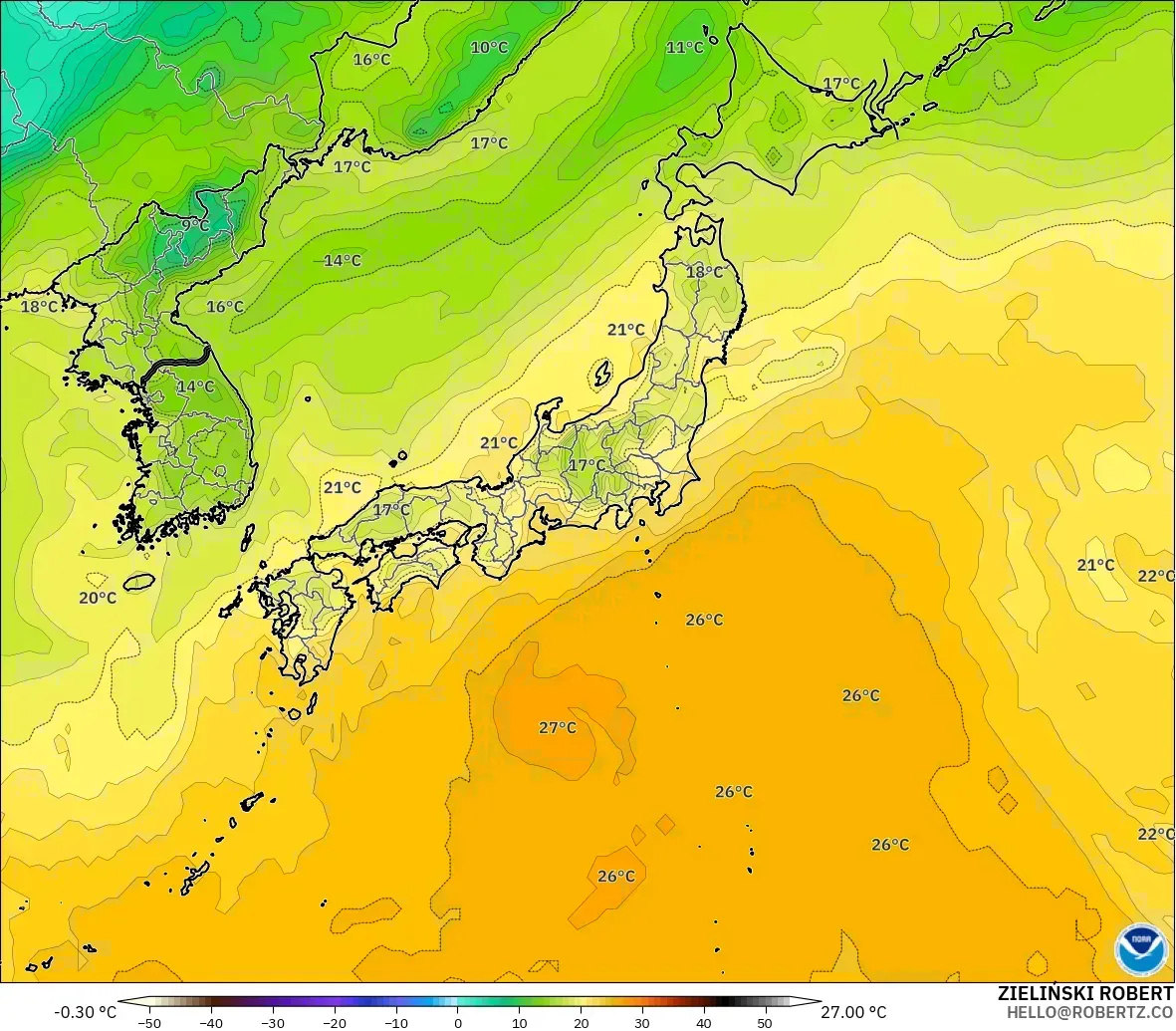 GFS modelo - Japão, Ponto de orvalho a 2 m