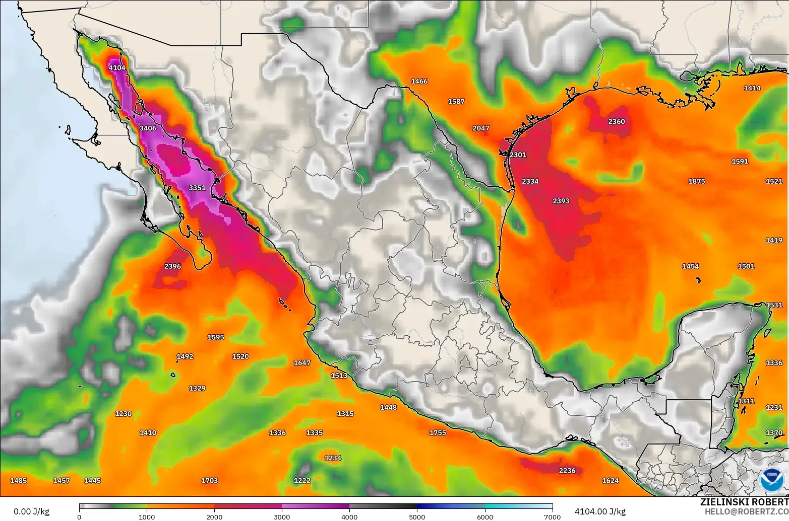 GFS modelo - México, CAPE