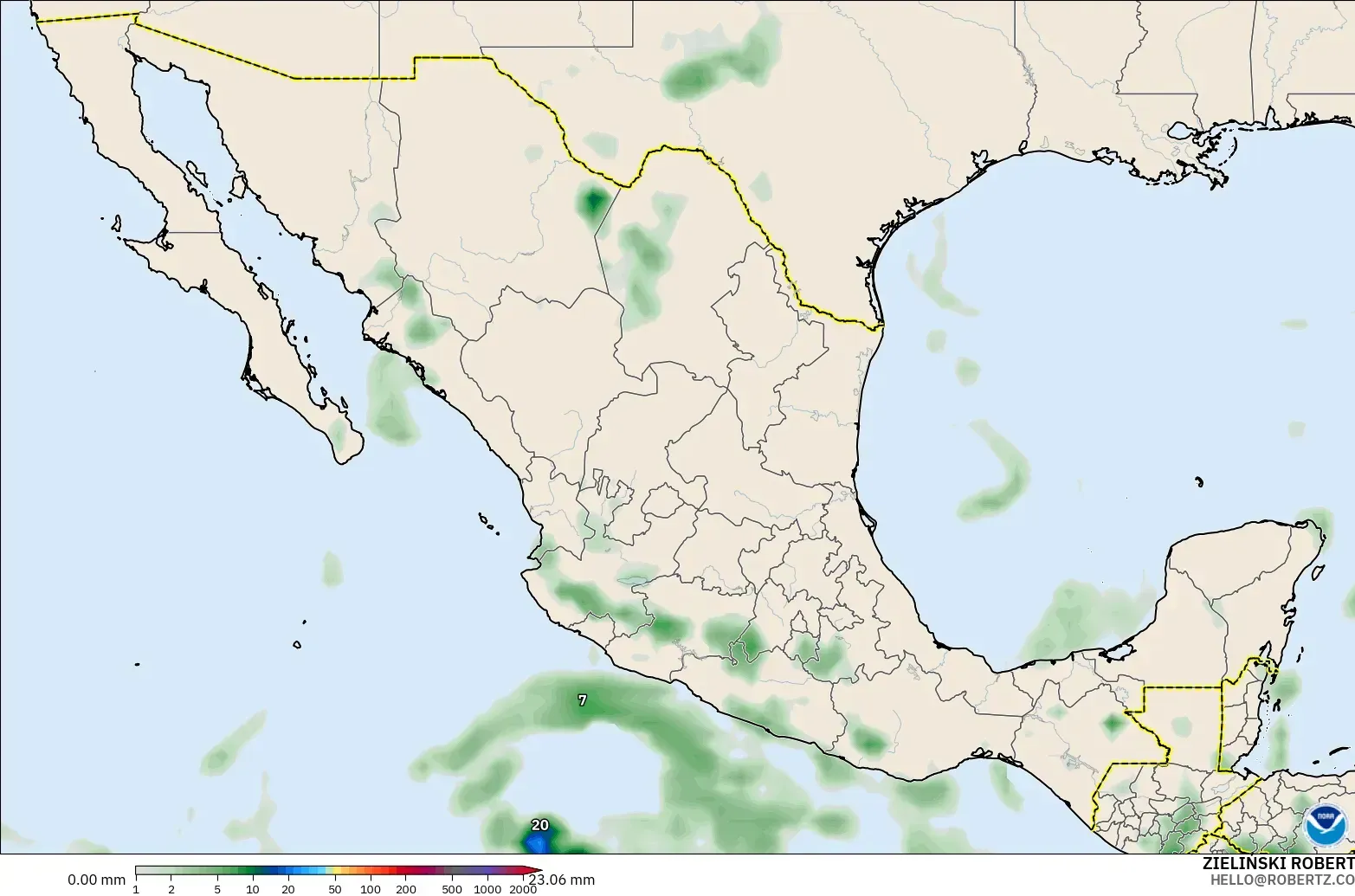GFS modelo - México, Acúmulo de precipitação