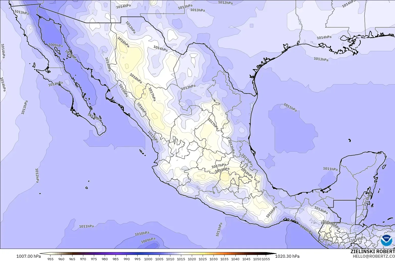 GFS modelo - México, Pressão