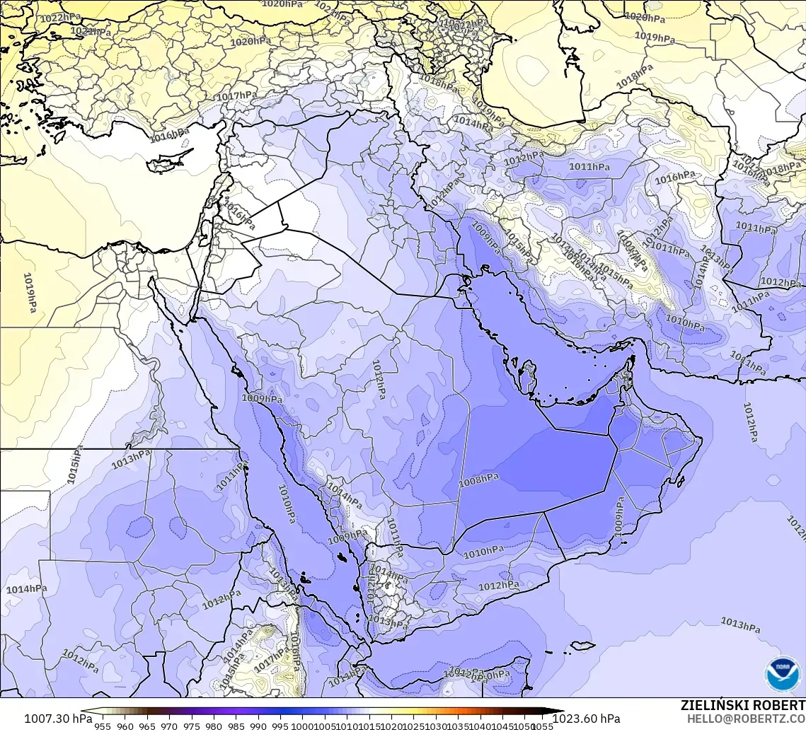 GFS modelo - Oriente Médio, Pressão