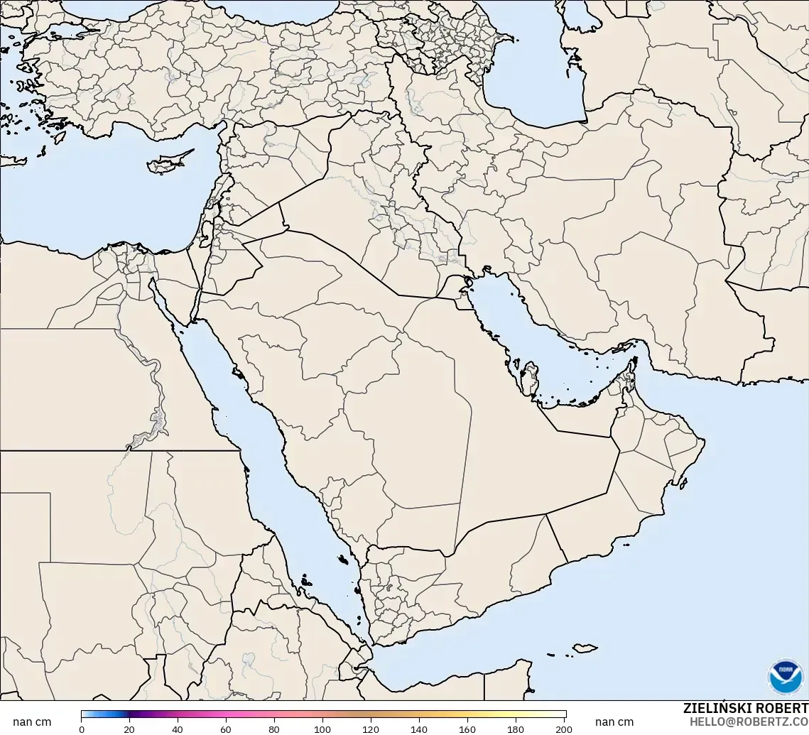 GFS modelo - Oriente Médio, Profundidade da neve