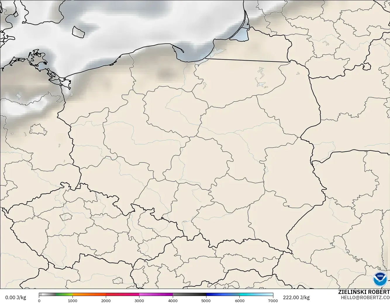 GFS modelo - Polônia, CAPE