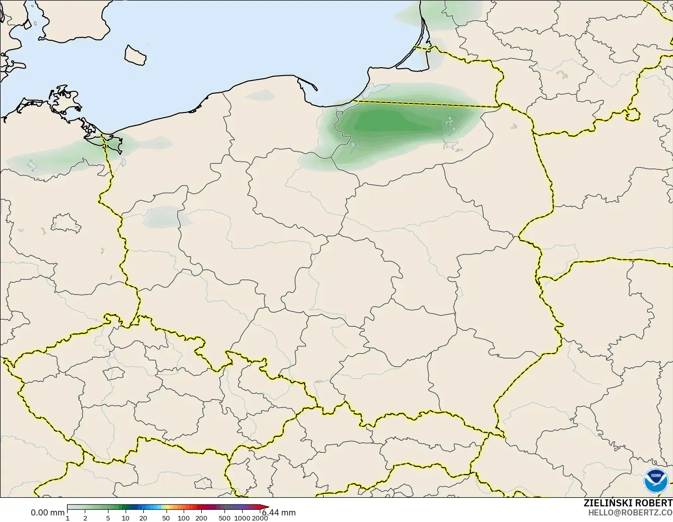 GFS modelo - Polônia, Acúmulo de precipitação
