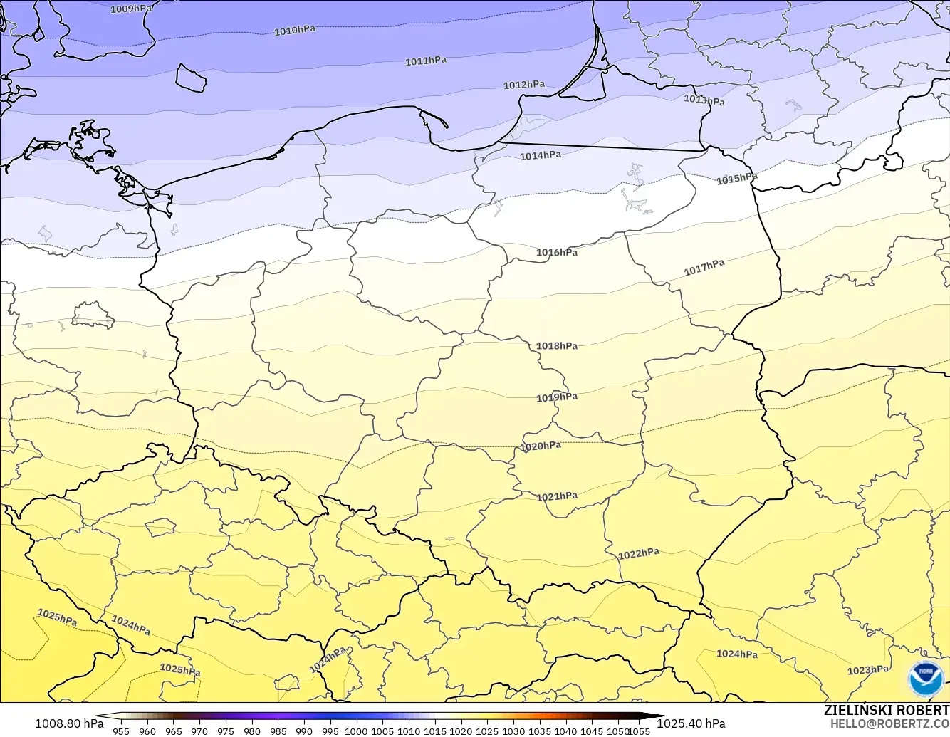 GFS modelo - Polônia, Pressão