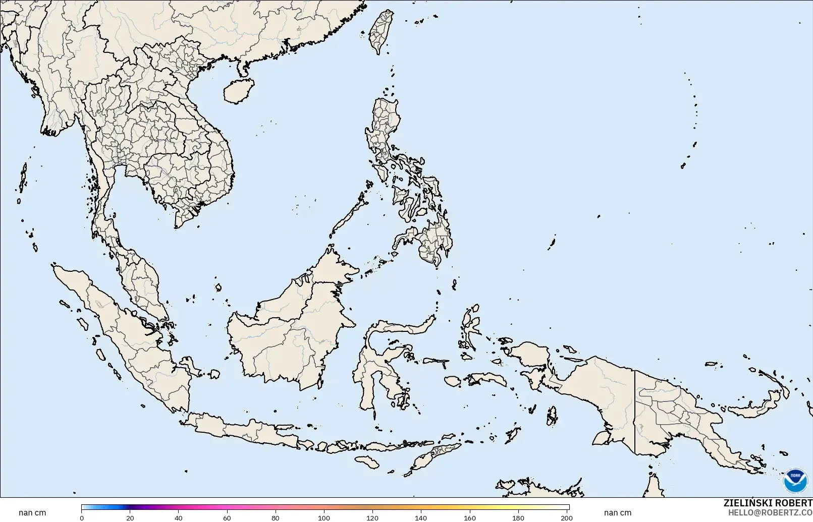 GFS modelo - Sudeste Asiático, Profundidade da neve