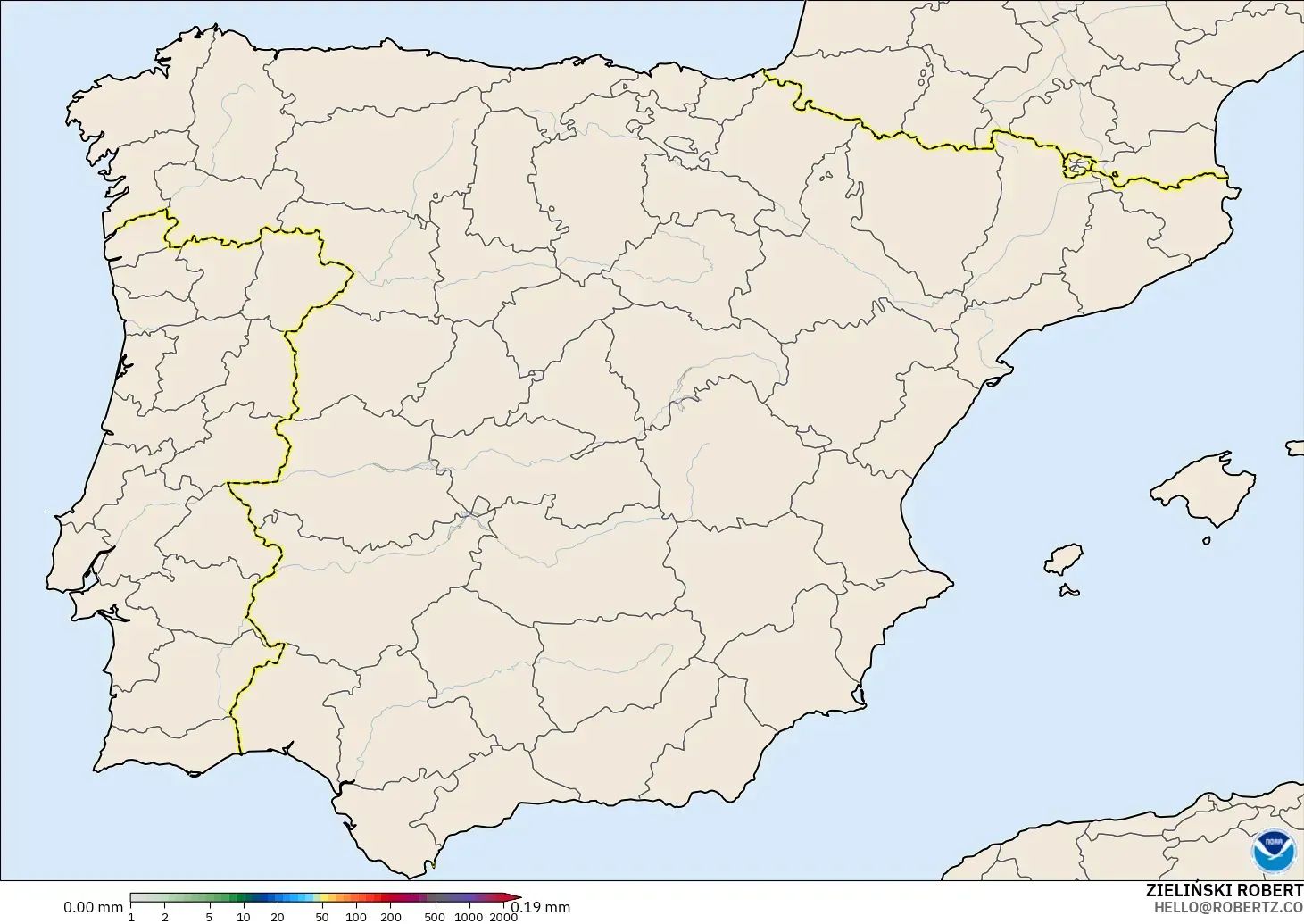 GFS modelo - Espanha, Acúmulo de precipitação