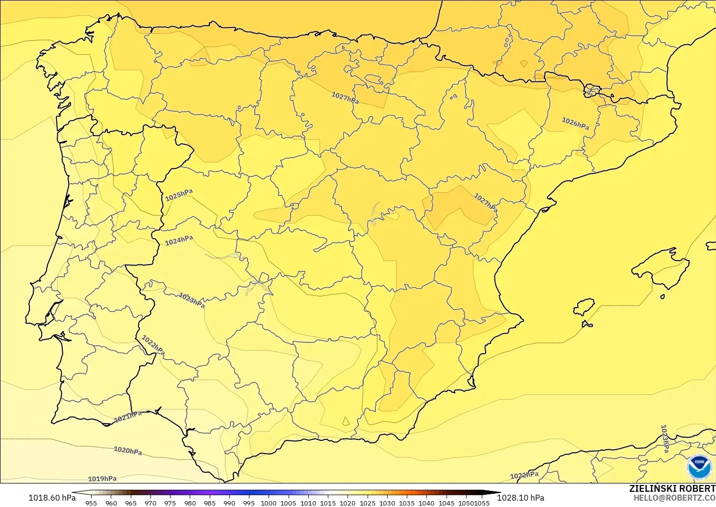 GFS modelo - Espanha, Pressão