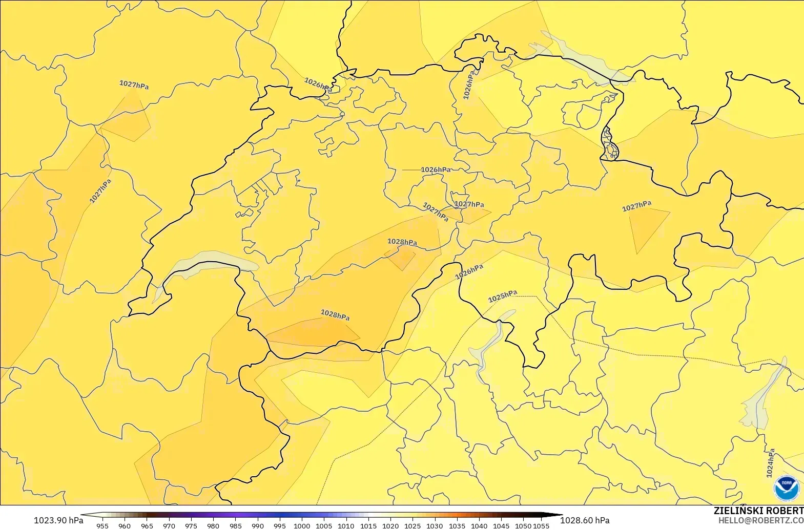 GFS modelo - Suíça, Pressão