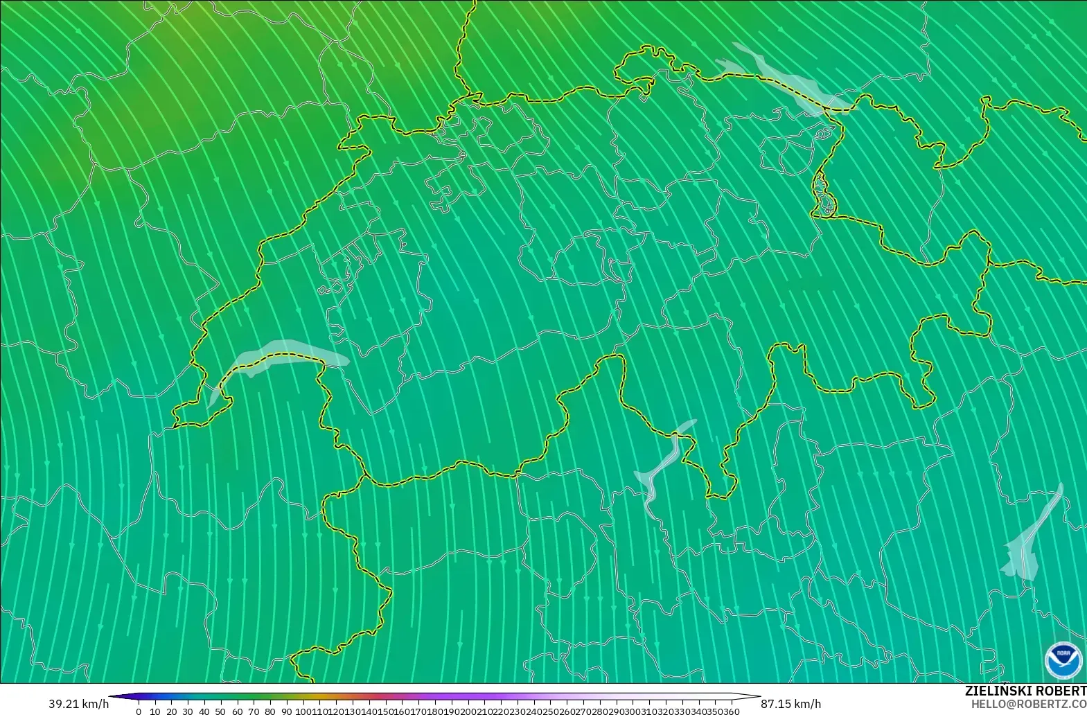 GFS modelo - Suíça, Vento a 300 hPa (corrente em jato)