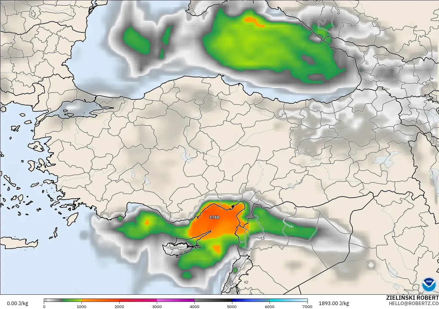 GFS modelo - Turquia, CAPE